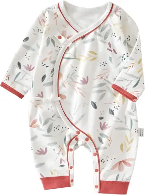 100% Organic Cotton Soft 0-6 Months Newborn Baby Romper Jumpsuits for Boys and Girls Unisex Long Sleeve