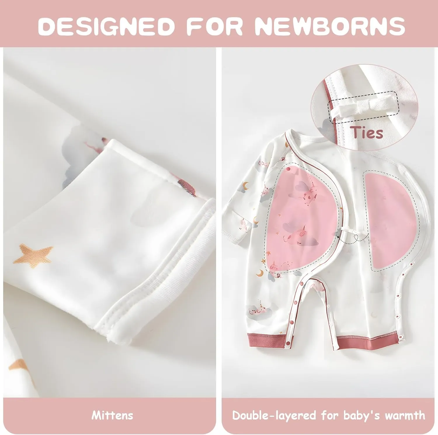 100% Organic Cotton Soft 0-6 Months Newborn Baby Romper Jumpsuits for Boys and Girls Unisex Long Sleeve