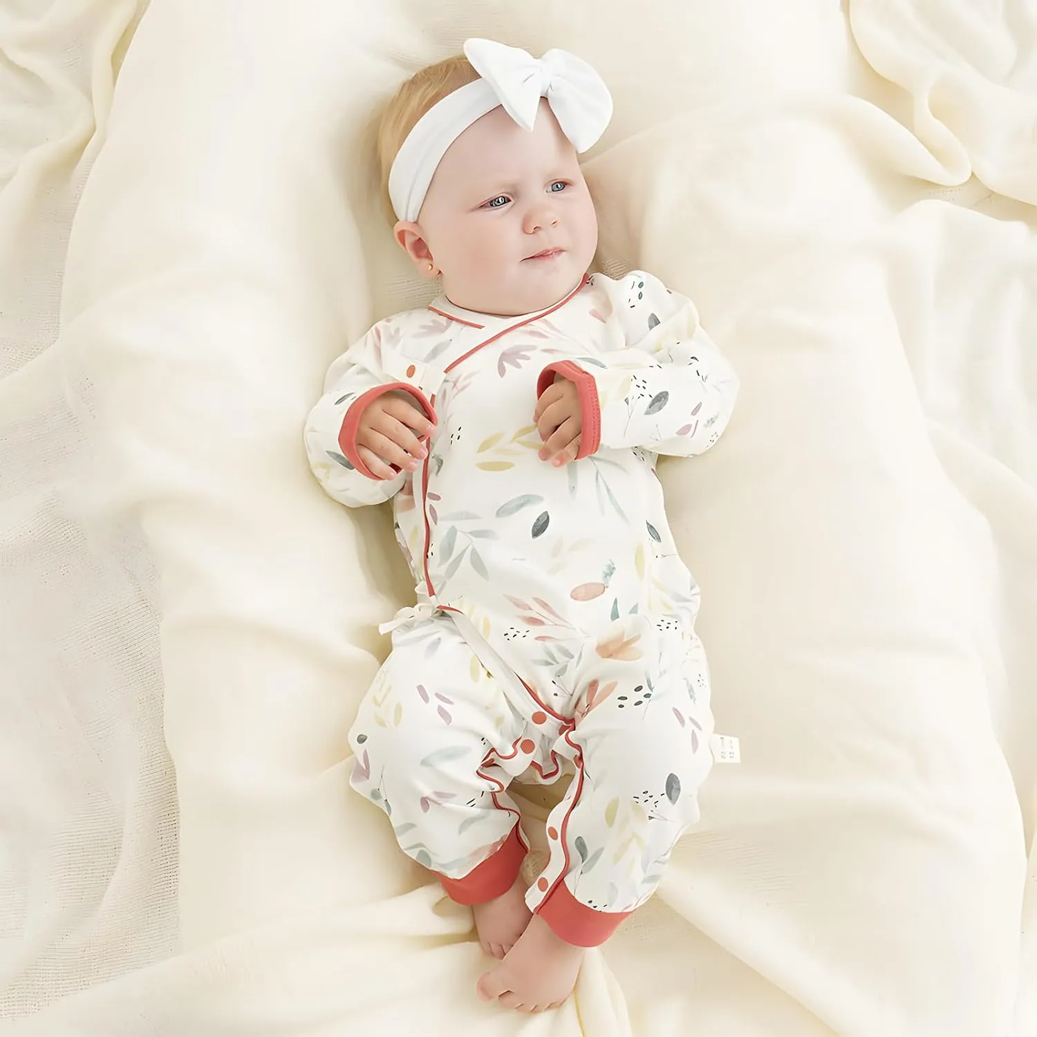 100% Organic Cotton Soft 0-6 Months Newborn Baby Romper Jumpsuits for Boys and Girls Unisex Long Sleeve