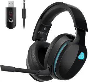 2.4GHz Wireless Gaming Headphones for PS5, PS4 Fortnite & Call of Duty/FPS Gamers, PC, Nintendo Switch, Bluetooth 5.3 Gaming Headset with Noise Canceling Mic, Stereo Sound, 40 Hr Battery -Black