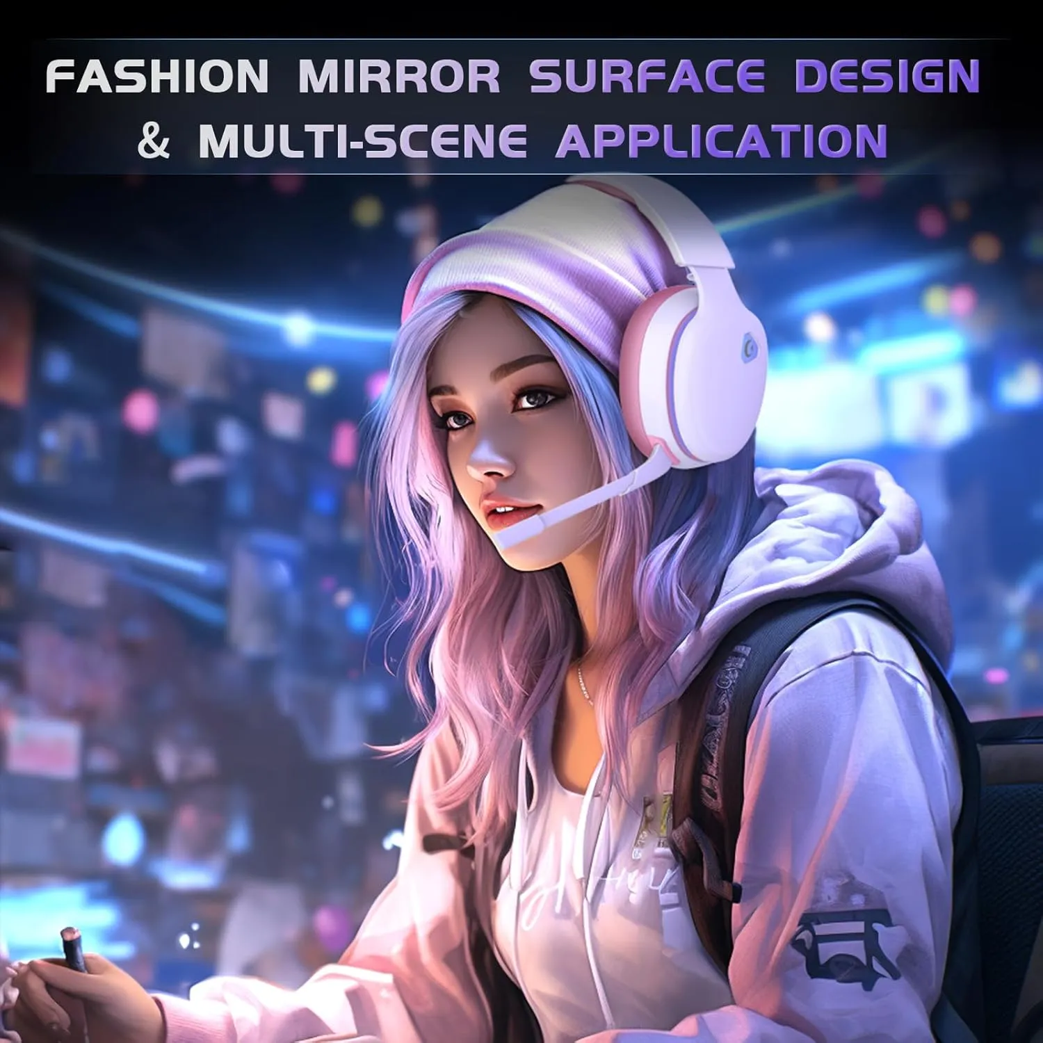 2.4GHz Wireless Gaming Headset for PS5, PS4 Fortnite & FPS Gamers, PC, Nintendo Switch, Bluetooth 5.3 Gaming Headphones with Noise Canceling Mic, Stereo Sound, 40 Hr Battery (Pink)