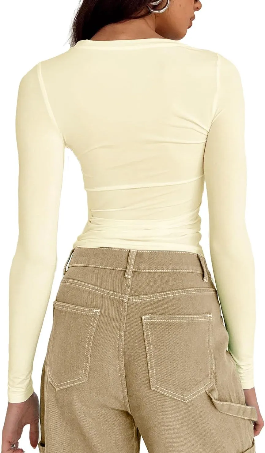 Abardsion Women's Casual Basic Going Out Crop Tops Slim Fit Short Sleeve Crew Neck Tight T Shirts