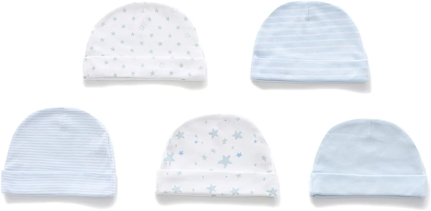 Baby Boy Girls Clothes 2-Way Zip Footed Long Sleeve 100% Cotton,Newborn Caps and Scratch Mittens Set 0-6 Months