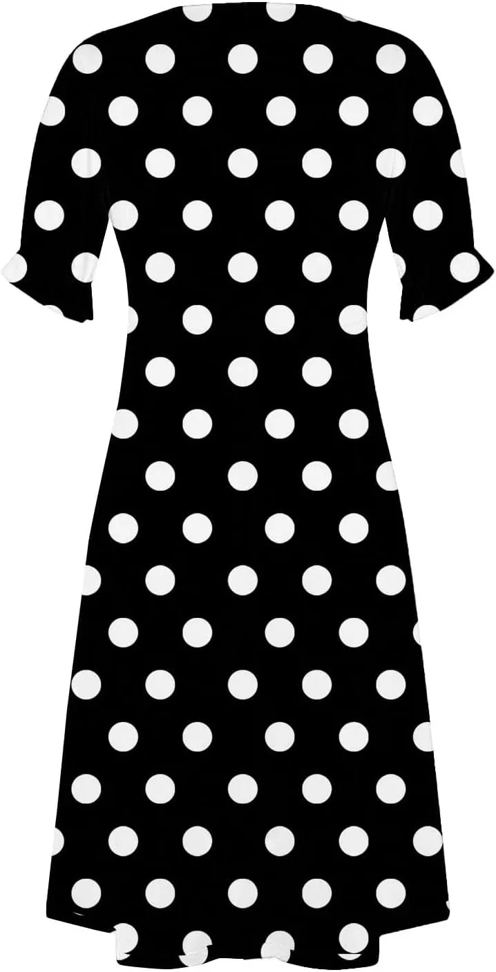 Beach Dresses for Women 2025 Spring Trendy Floral Boho Elegant V Neck Short Sleeve Irregular Hem Midi Dress