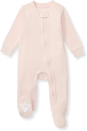 Burt's Bees Baby Girls' Organic Cotton Sleep and Play Footed Pajamas, One-piece Zip Front Romper, Baby Essentials