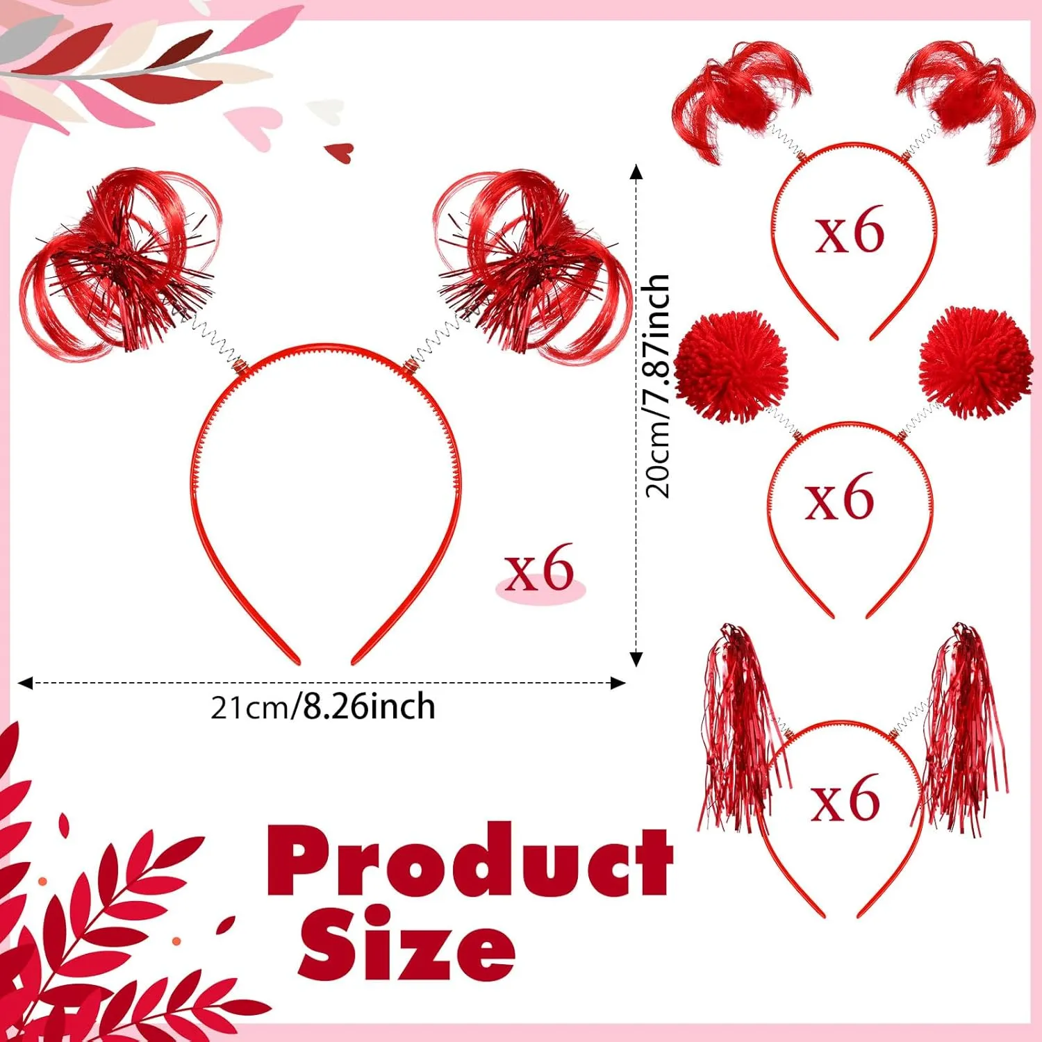 Censen 24 Pcs Mardi Gras Pom Pom Headband Tinsel Wrapped Ponytails Head Bopper Headwear Hair Accessories Party Costume