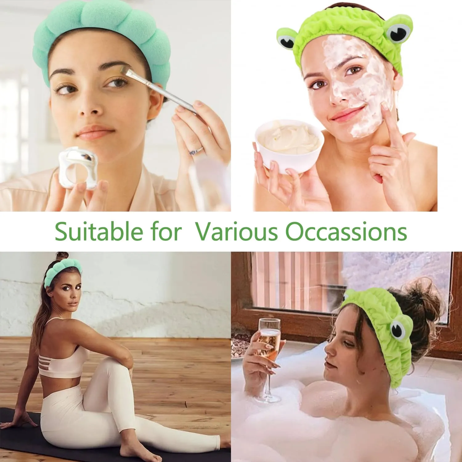 Chanaco Face Wash Headband & Wrist Bands for Washing Face - Funny Gifts for Women & Cute Hair Accessories for Girls