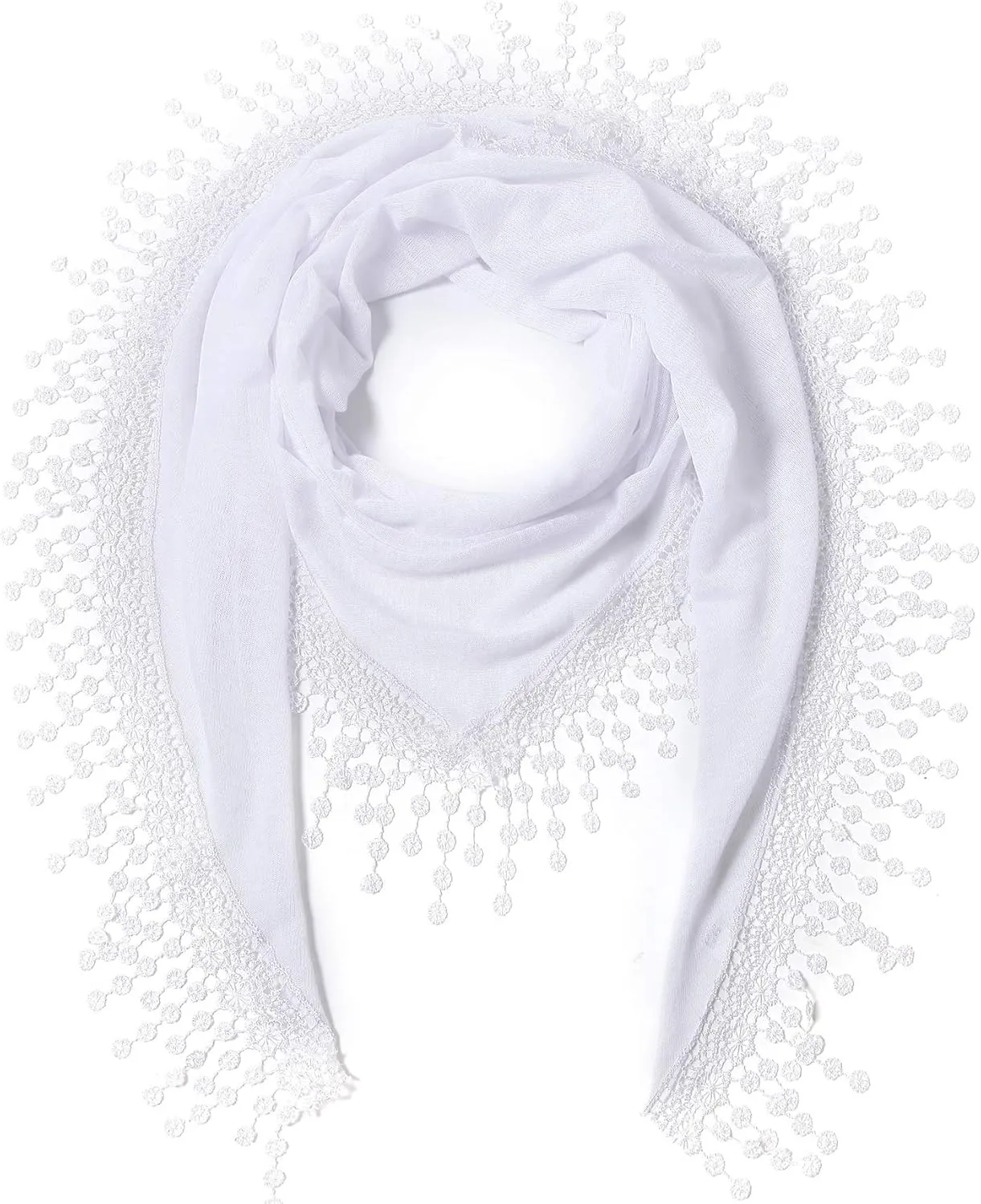 Cindy & Wendy Lightweight Triangle Floral Fashion Lace Fringe Scarf Wrap for Women