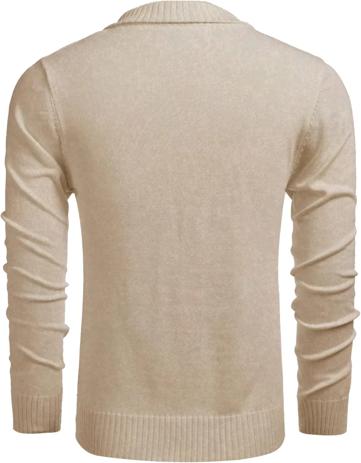 COOFANDY Men Casual Knitted Sweaters Shawl Collar Dress Sweater Long Sleeve V-Neck Pullover Tops