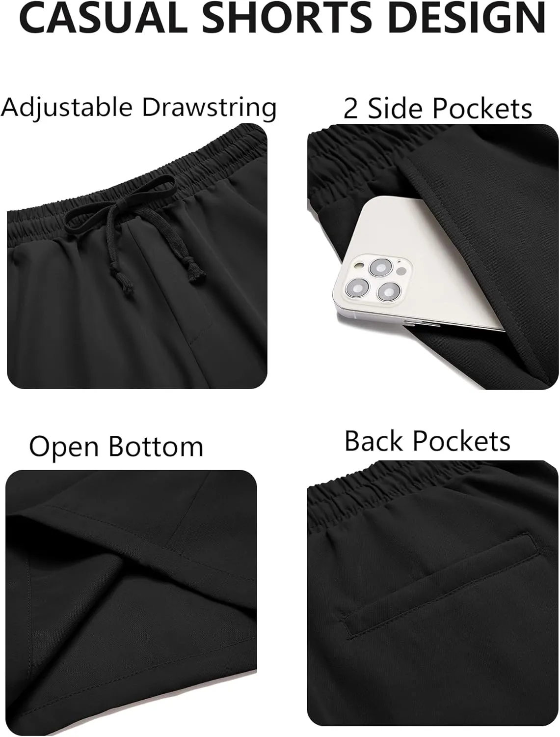 COOFANDY Men's Casual Drawstring Shorts Lightweight Elastic Waist Walking Shorts with Pockets