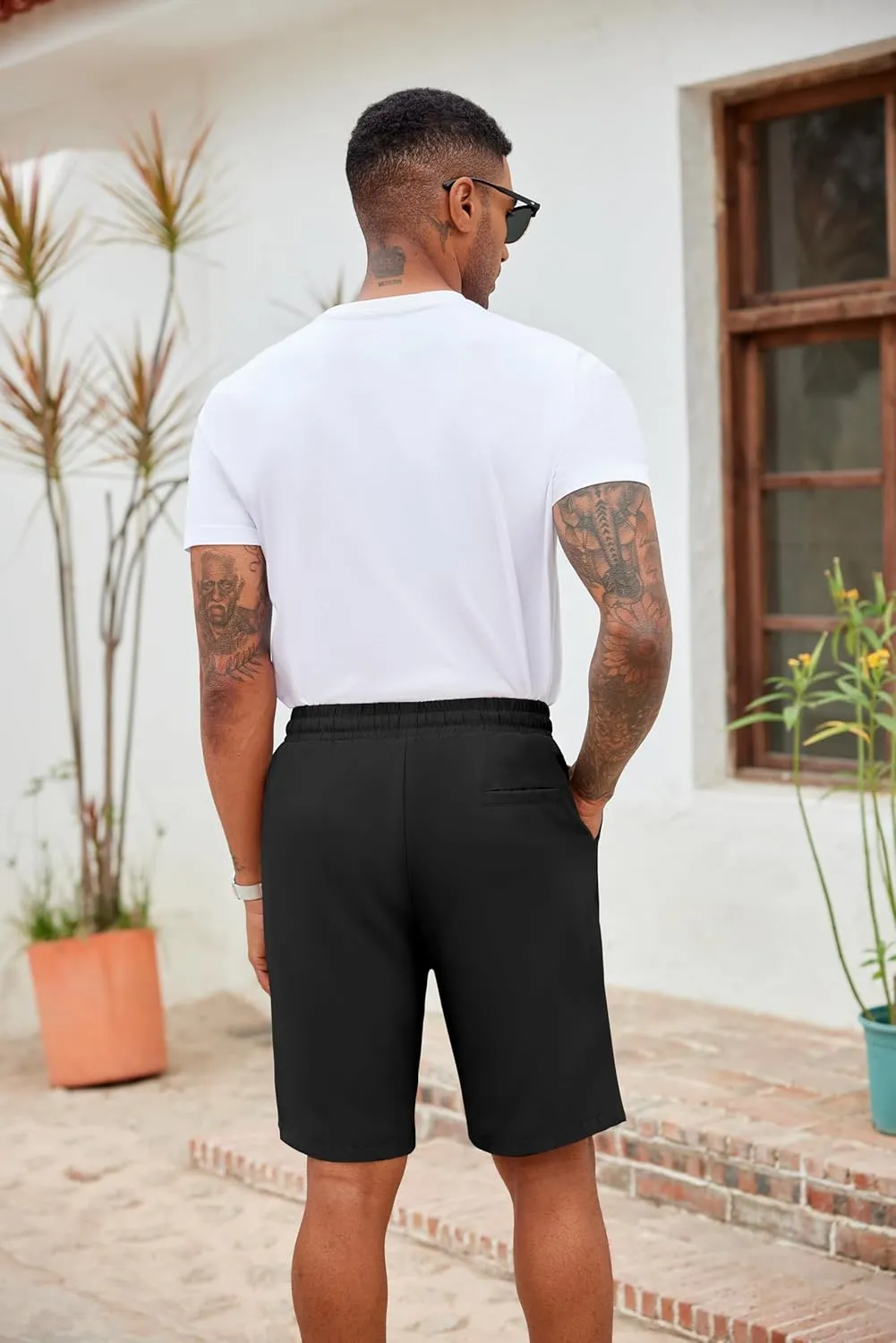 COOFANDY Men's Casual Drawstring Shorts Lightweight Elastic Waist Walking Shorts with Pockets