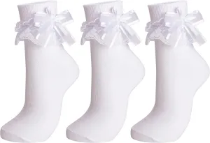 Dicry Women Big Ruffle Socks Double Lace Turn Cuff (Size 9-11, 3 Pairs)