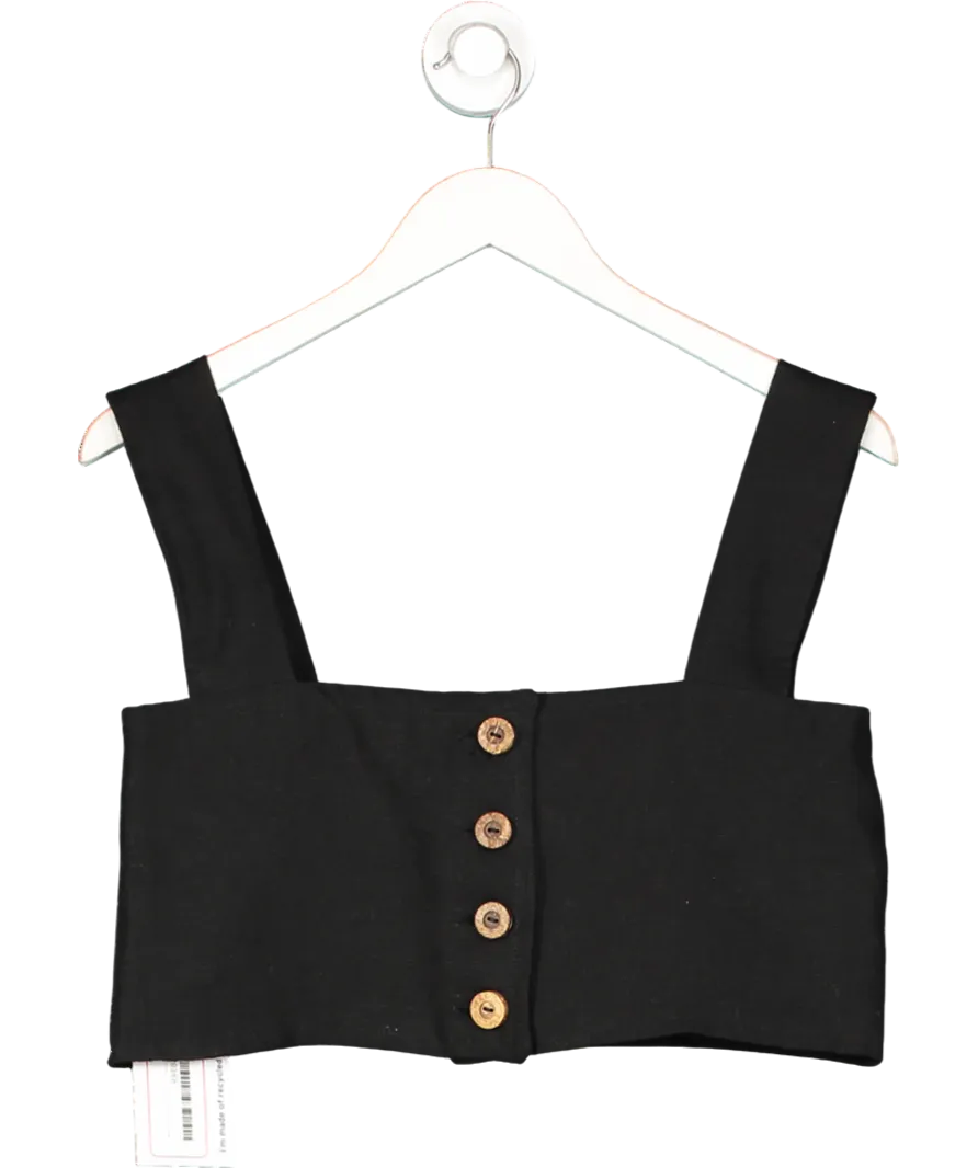 Freya Lillie Black Sadie Linen Bralette UK 8