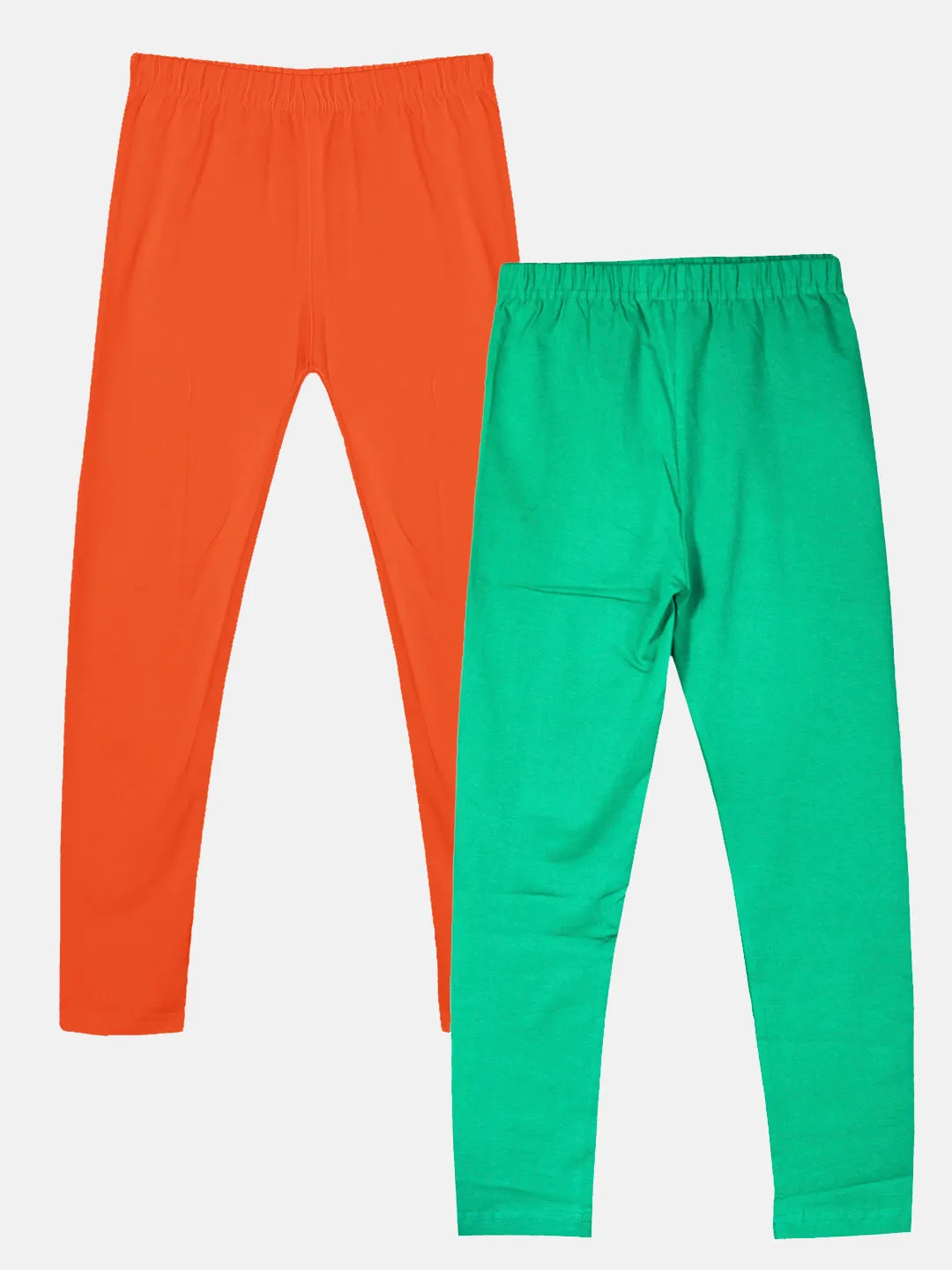 Girls Solid Leggings Pack of 2