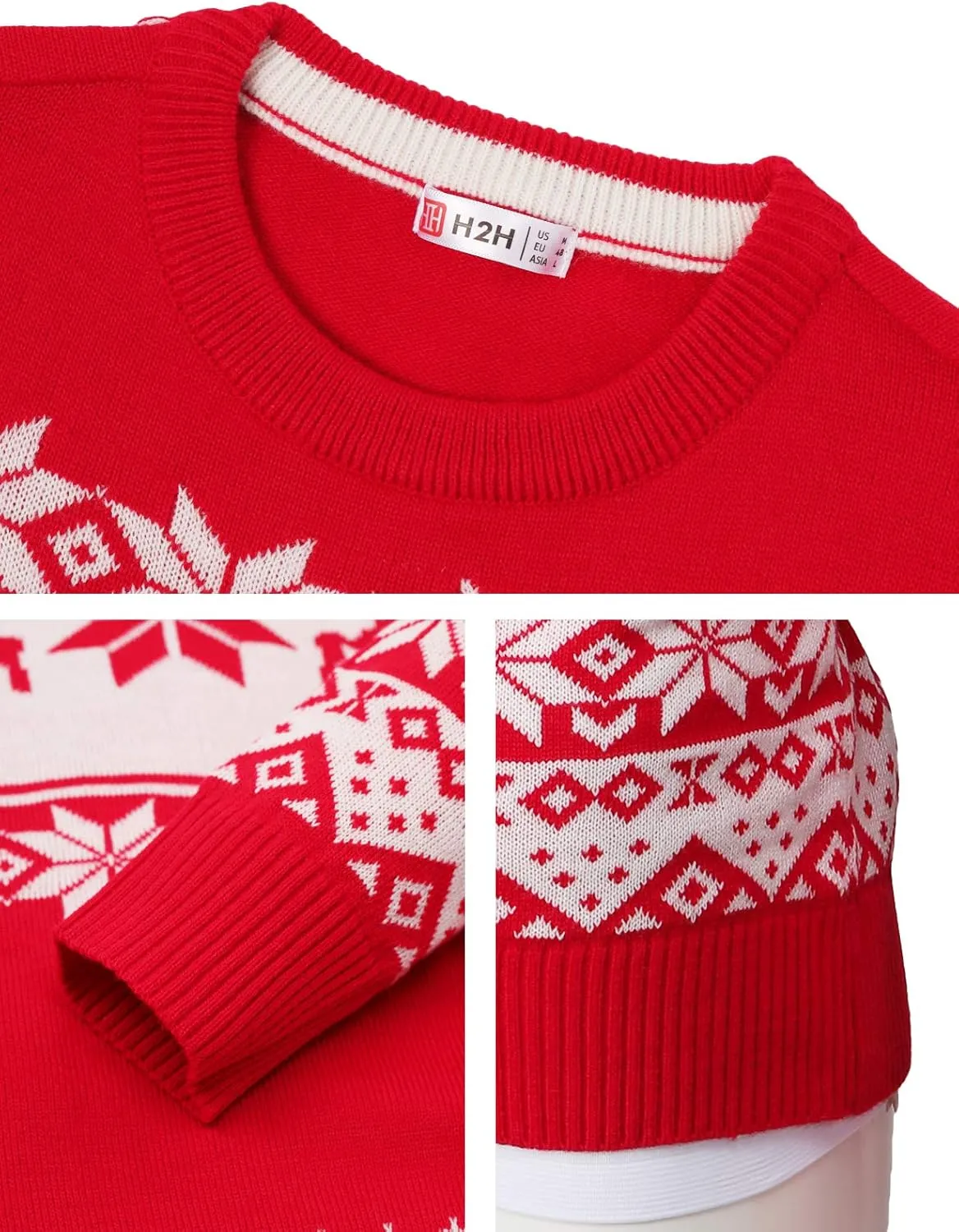 H2H Mens Casual Slim Fit Knitted Christmas Sweaters Holiday Party