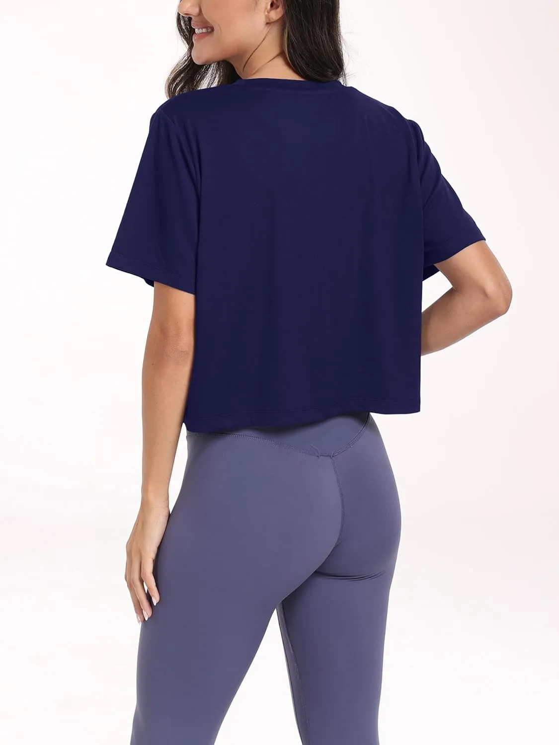 KevaMolly Workout Crop Tops for Women Loose Fit UPF50  Breathable Yoga T Shirts Running Athletic Cropped Workout Tops