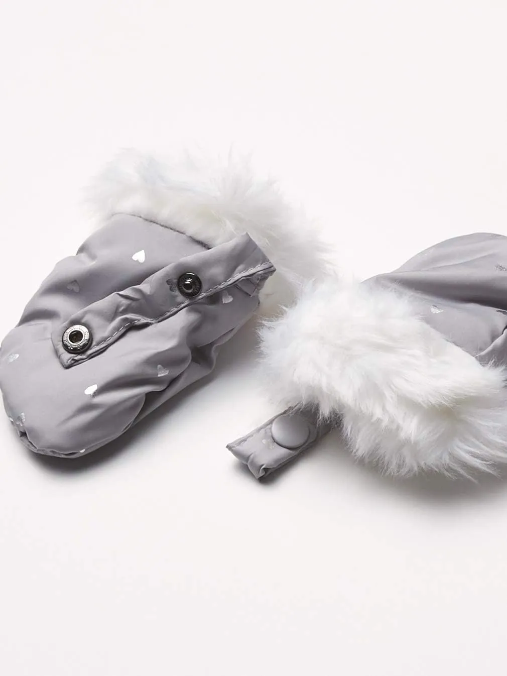 LONDON FOG girls Faux Fur Bottom and Hood Matte Shimmer Satin Jacket
