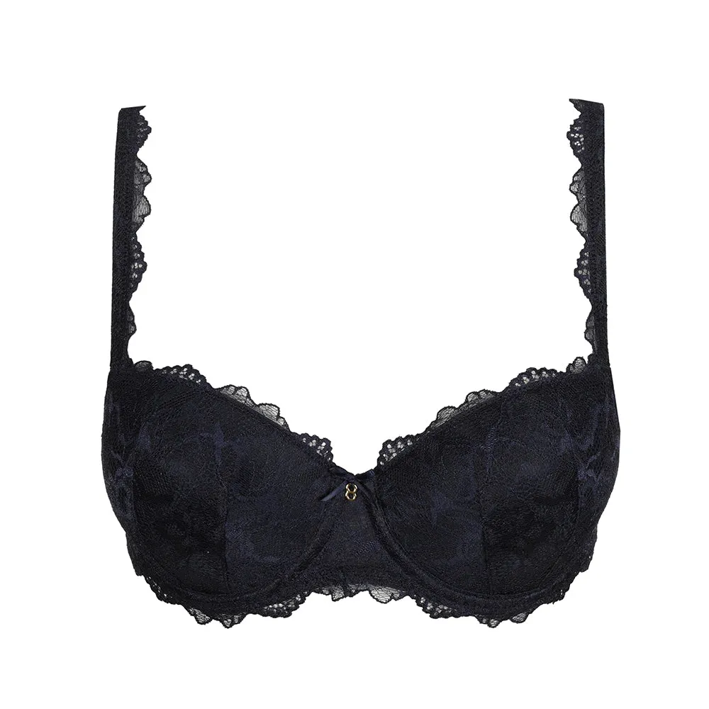 Manyla Velvet Blue Padded Balconette Bra