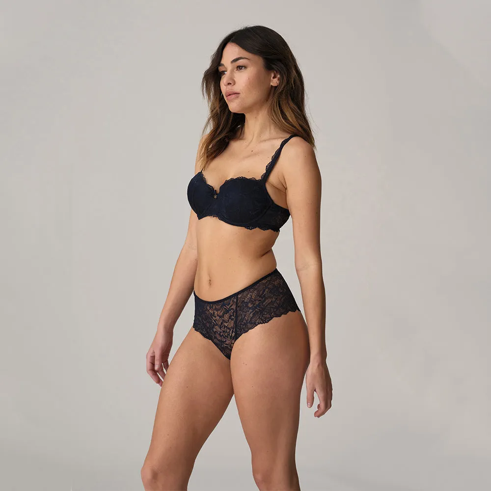 Manyla Velvet Blue Padded Balconette Bra