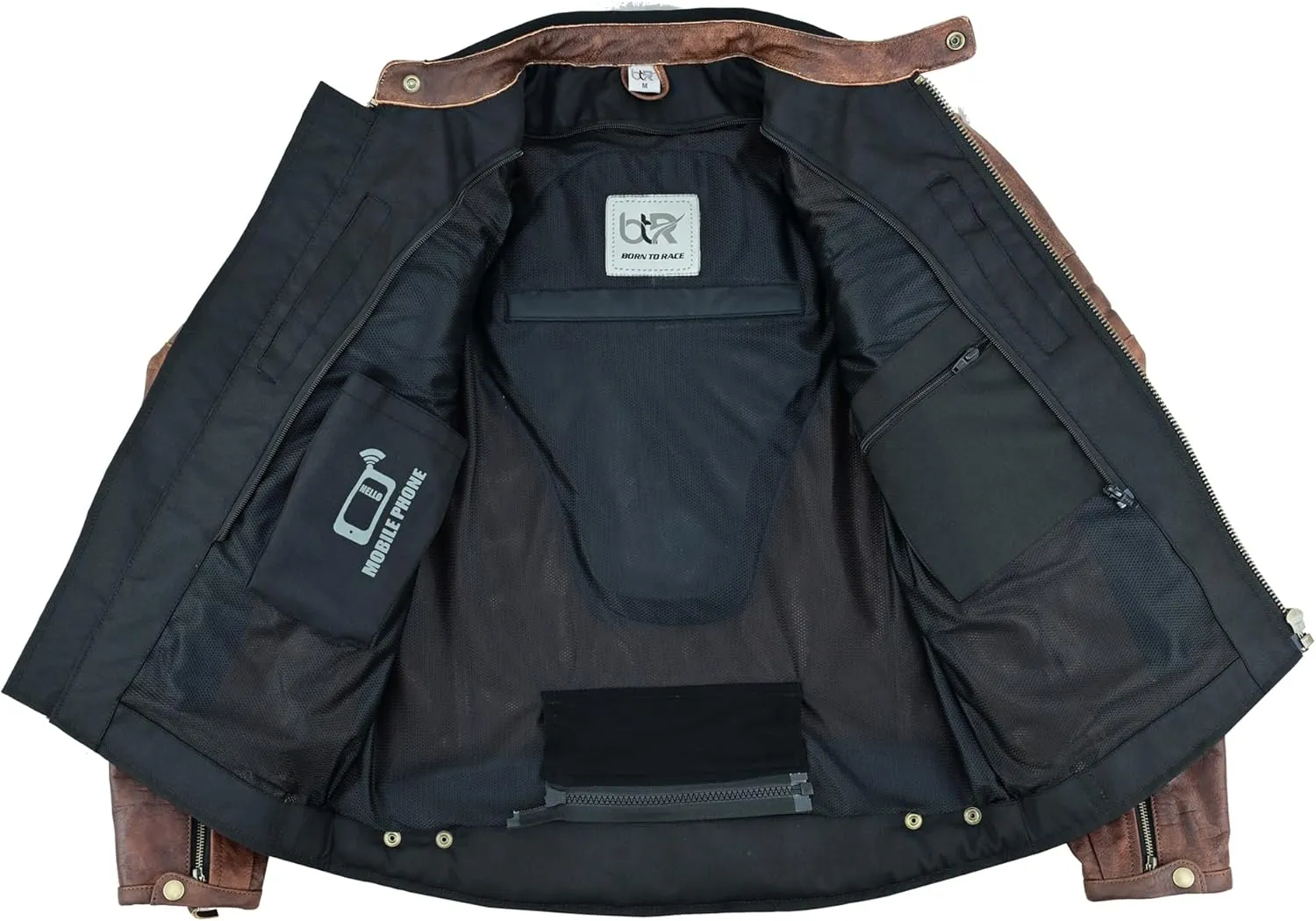 Men's Motorbike Leather Jacket Distress Zip Up Bikers Riding Protection Motorcycle Leather Jackets