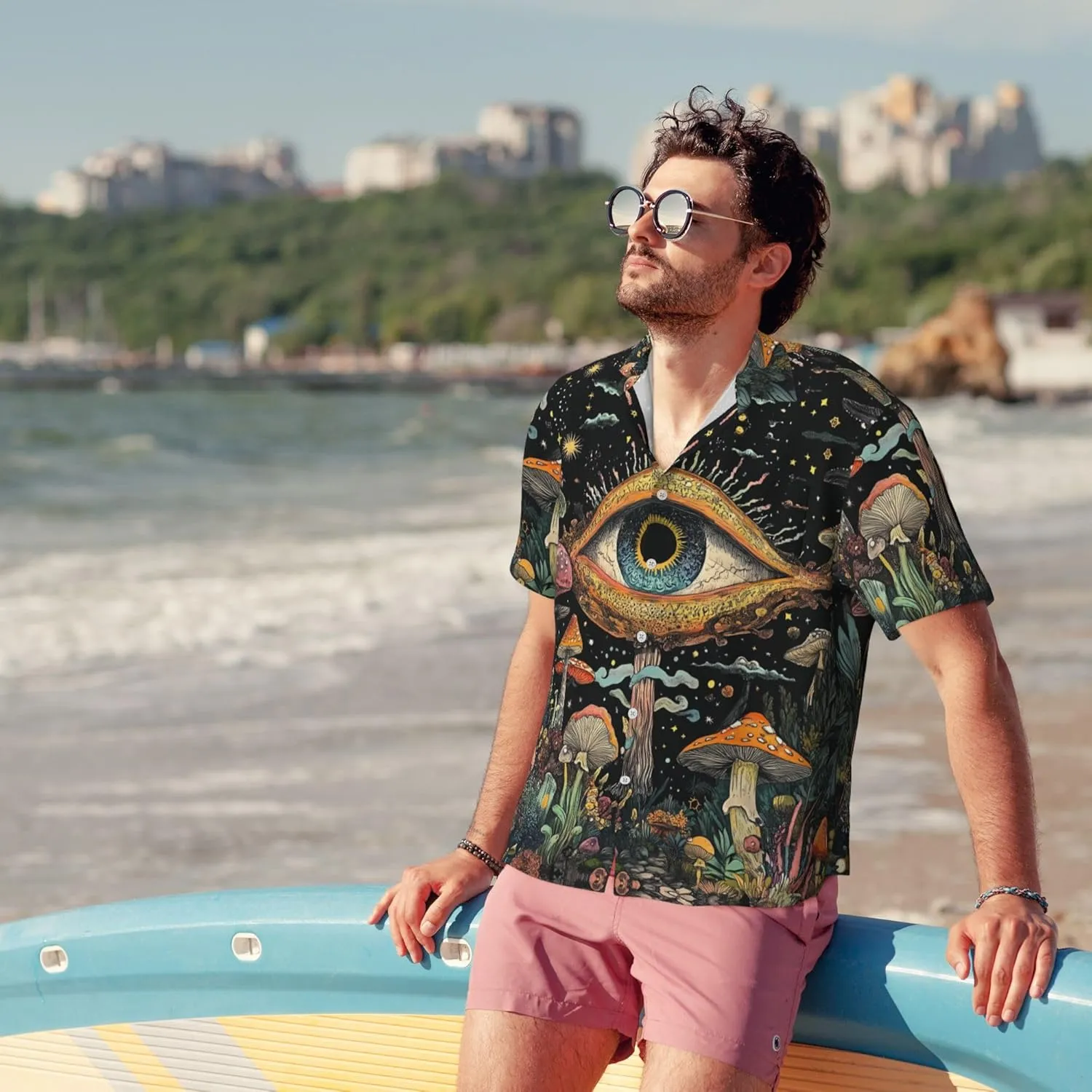 Mens Short Sleeve Button Up Shirts, Casual Party Shirts Stylish Beach Shirt Gifts for Men