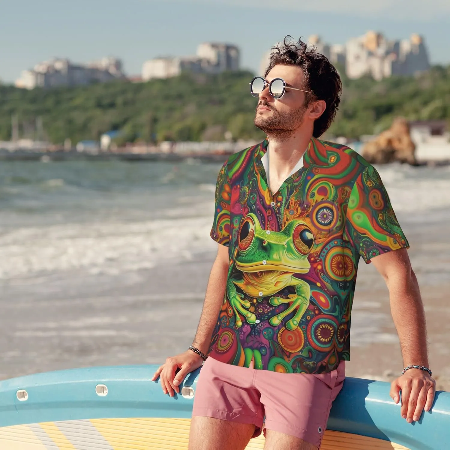 Mens Short Sleeve Button Up Shirts, Casual Party Shirts Stylish Beach Shirt Gifts for Men