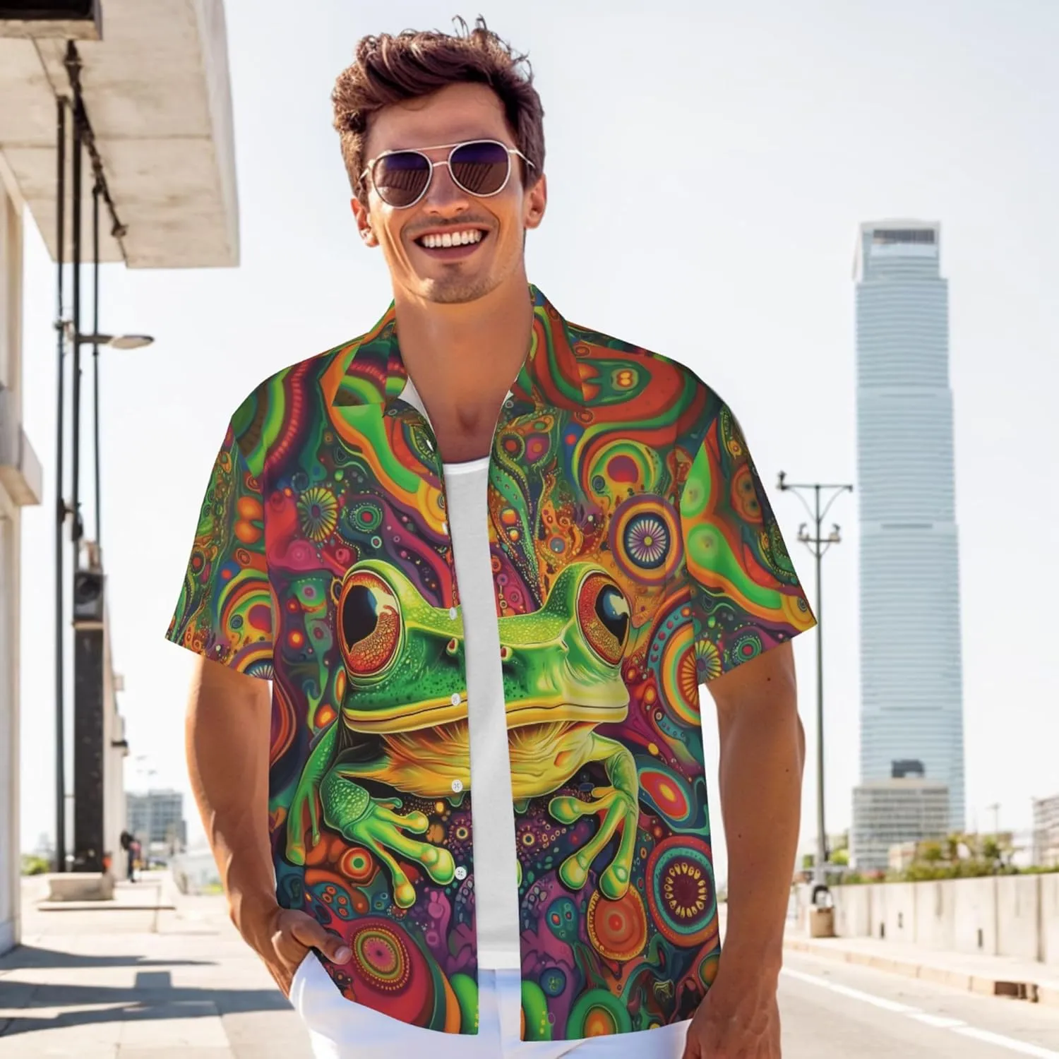 Mens Short Sleeve Button Up Shirts, Casual Party Shirts Stylish Beach Shirt Gifts for Men