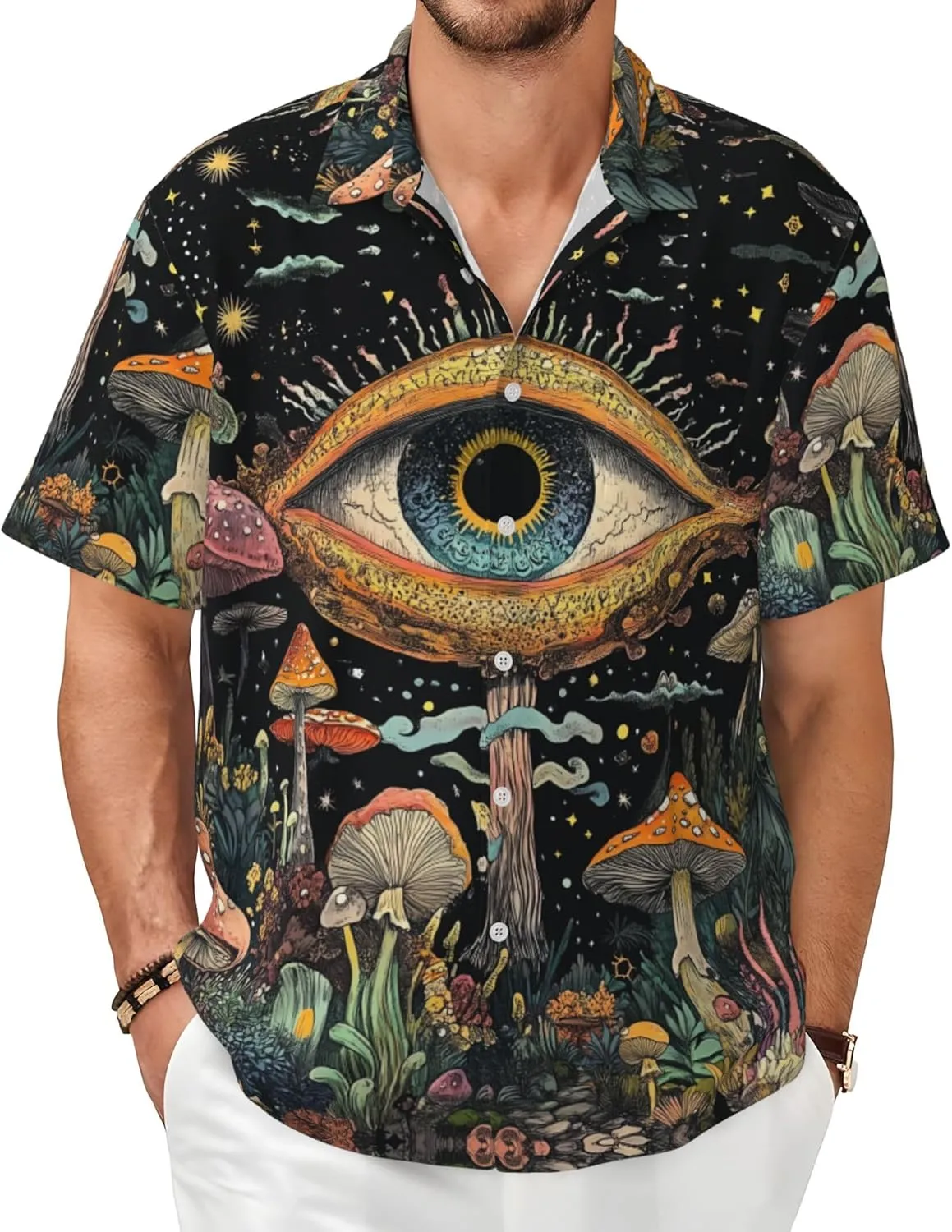Mens Short Sleeve Button Up Shirts, Casual Party Shirts Stylish Beach Shirt Gifts for Men