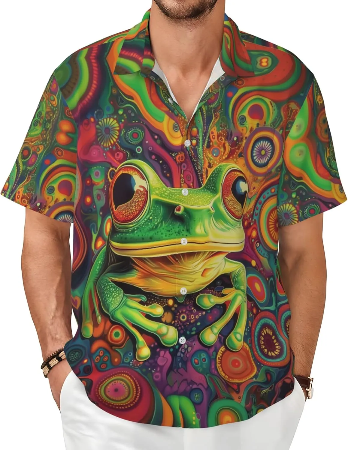 Mens Short Sleeve Button Up Shirts, Casual Party Shirts Stylish Beach Shirt Gifts for Men