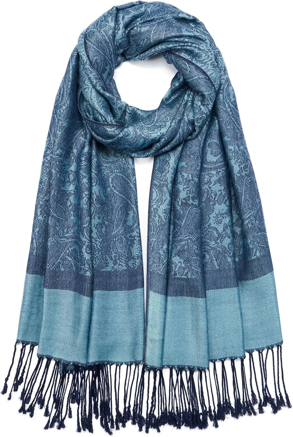 Paisley Pashmina Shawl Wrap Women Reversible Vintage Jacquard Pashmina Rave Scarf with Fringe for Evening, Wedding