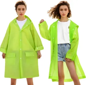 Rain Ponchos for Adults Women and Men 2 PCS Reusable Raincoat Long Rain Jacket Travel Rain Coat with Pocket,Clear