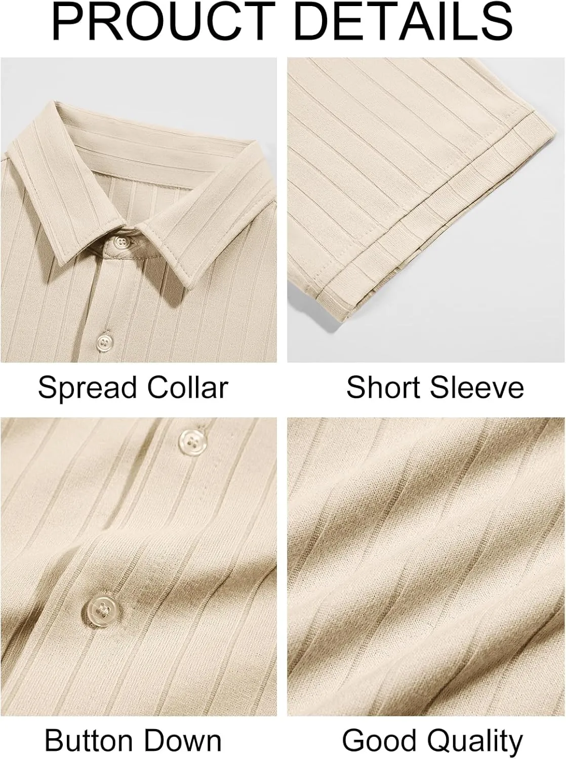 Runcati Mens Knit Button Down Shirts Short Sleeve Polo Shirt Vintage Summer Casual Beach Ribbed Textured Tops