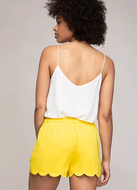 Scallop Hem Yellow Shorts