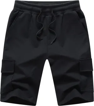 STICKON Mens Shorts Casual Classic Fit Drawstring Summer Beach Shorts with Zipper Pockets