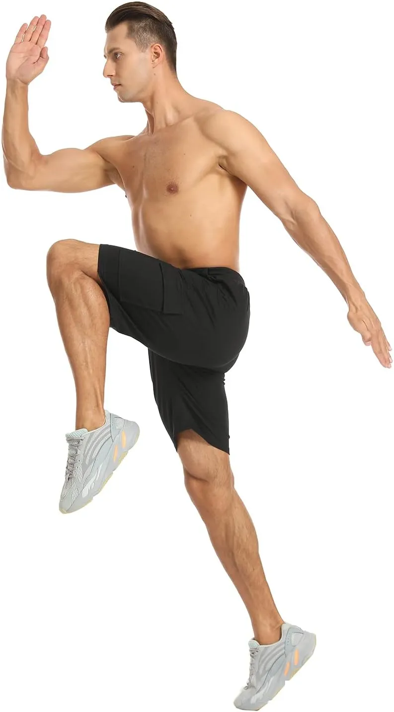 STICKON Mens Shorts Casual Classic Fit Drawstring Summer Beach Shorts with Zipper Pockets
