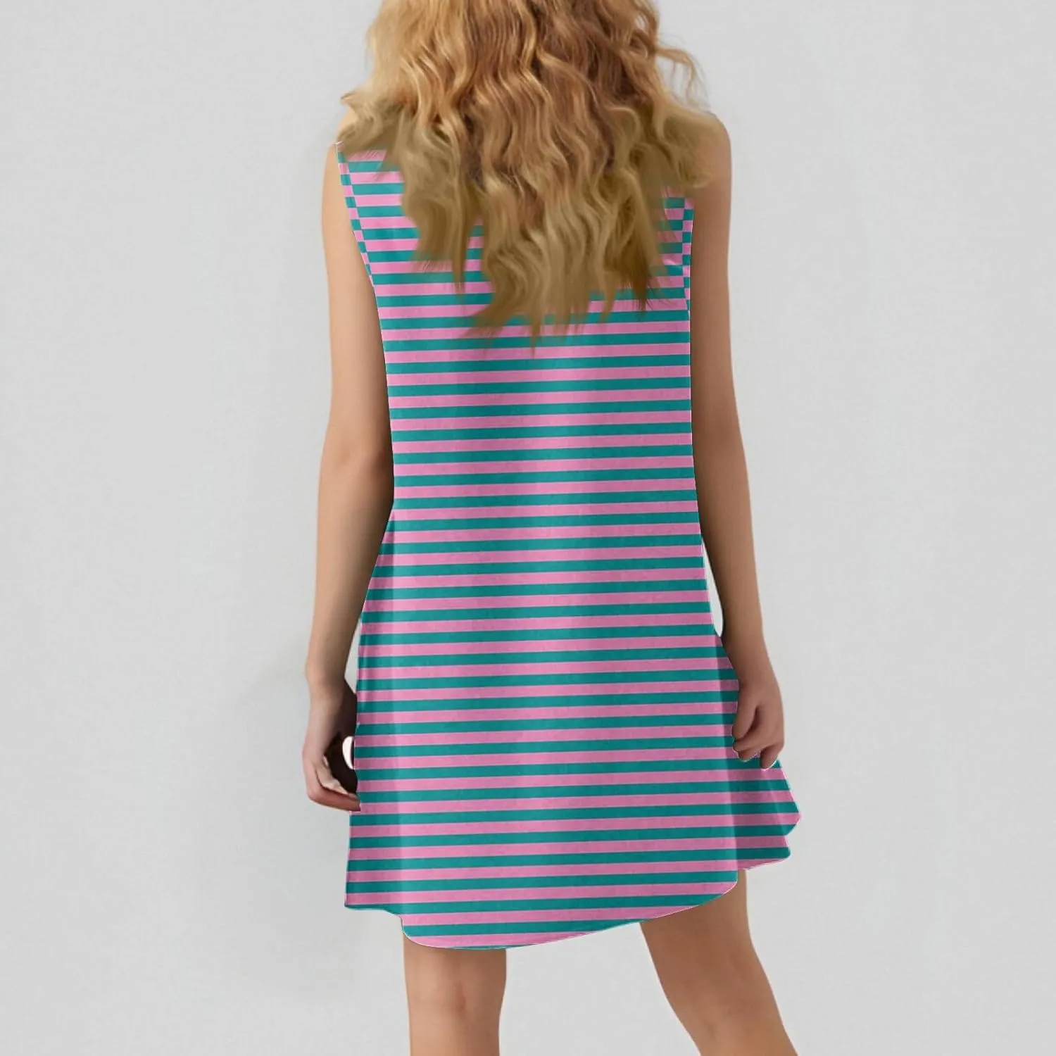 Summer Dresses for Women 2025 Beach Vacation Spring Clothes Sleeveless Round Neck Casual Sun Dress