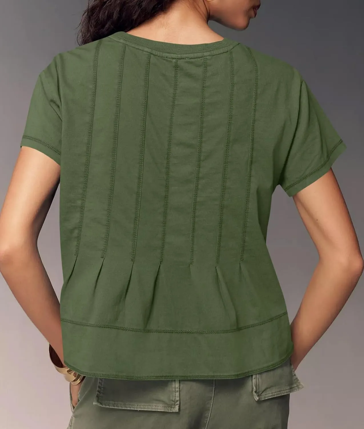 Tankaneo Womens Babydoll Tops Short Sleeve Peplum Pleated Summer T-Shirts Casual Loose Fit Flowy Tshirts 2025