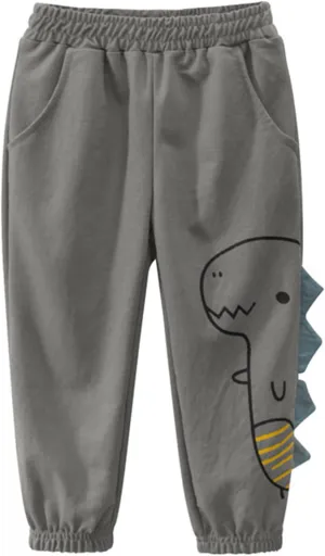 Toddler Kids Baby Boys Cotton Pull On Sweat Pants Dinosaur Elastic Basic Long Pants Joggers Clothes 5t