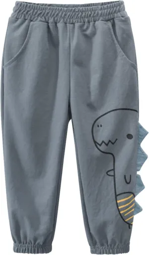 Toddler Kids Baby Boys Cotton Pull On Sweat Pants Dinosaur Elastic Basic Long Pants Joggers Clothes 5t