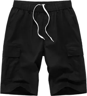 Vcansion Men's Cargo Shorts Casual Cotton Multi-Pockets Elastic Waist Camo Shorts