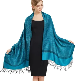vimate Silky Paisley Pashmina Shawl Scarf-Women's Soft Double-side Jacquard Pashminas Wrap for Evening Dress Travel Shawl