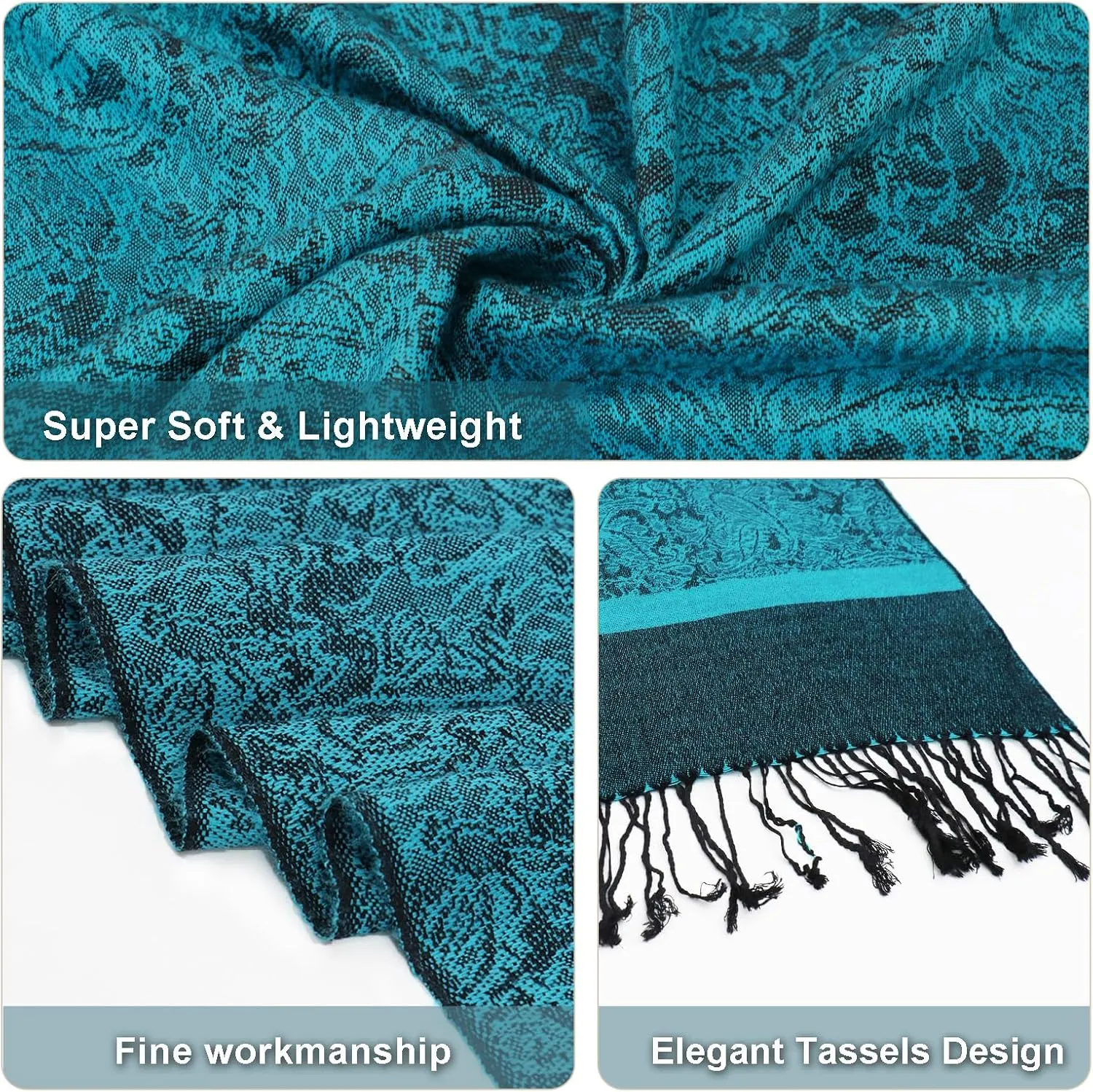 vimate Silky Paisley Pashmina Shawl Scarf-Women's Soft Double-side Jacquard Pashminas Wrap for Evening Dress Travel Shawl