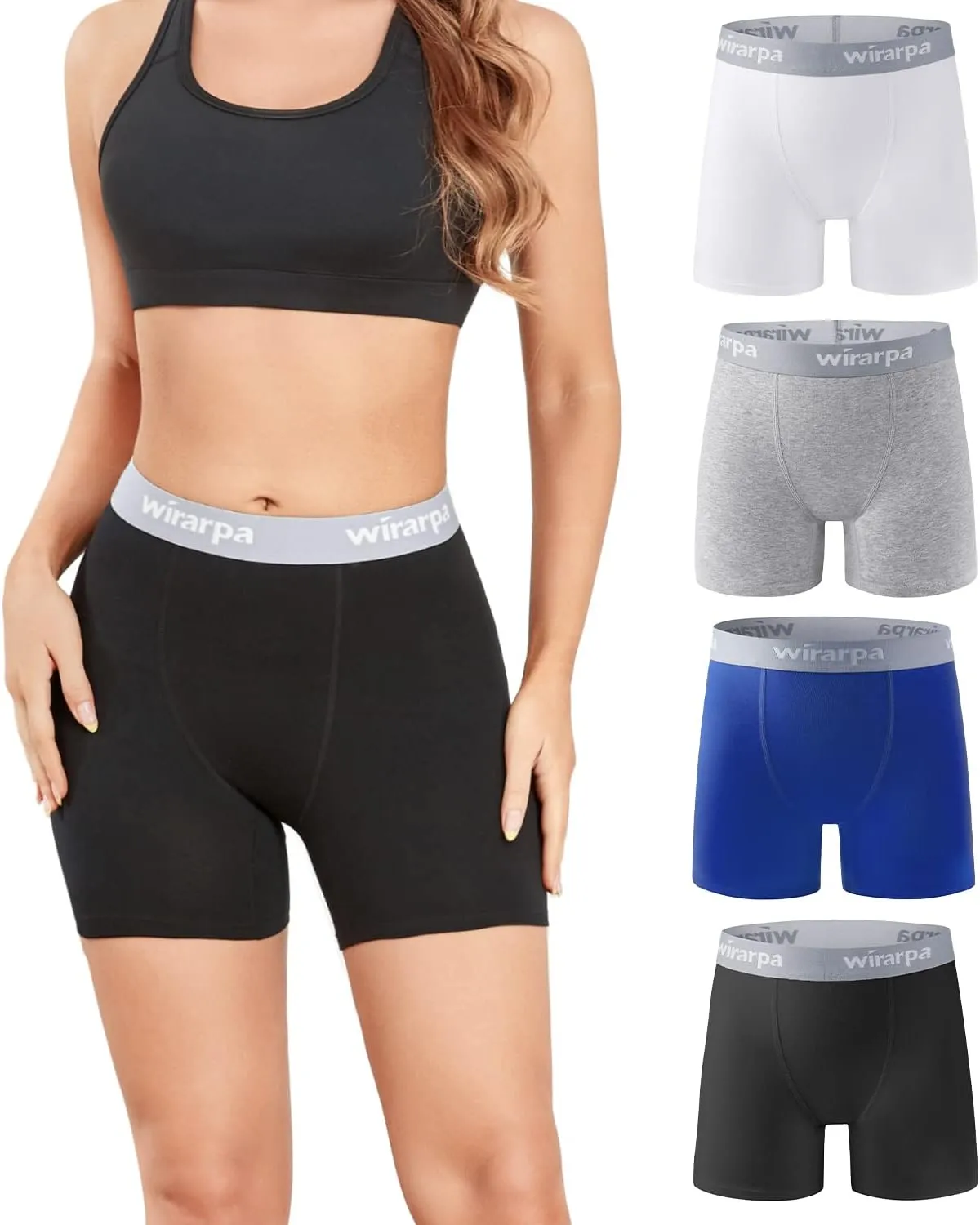 wirarpa Women's Boxer Briefs Cotton Underwear Anti Chafing Boy Shorts Panties 5.5" Inseam 4 Pack