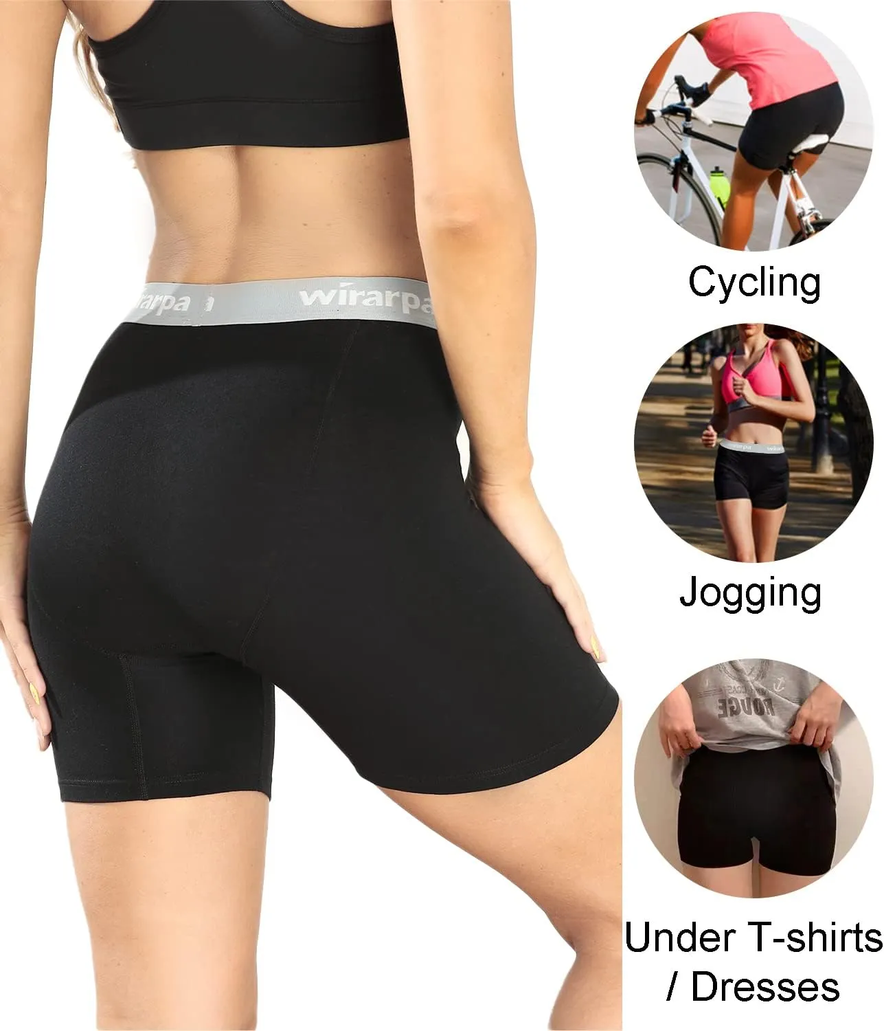 wirarpa Women's Boxer Briefs Cotton Underwear Anti Chafing Boy Shorts Panties 5.5" Inseam 4 Pack