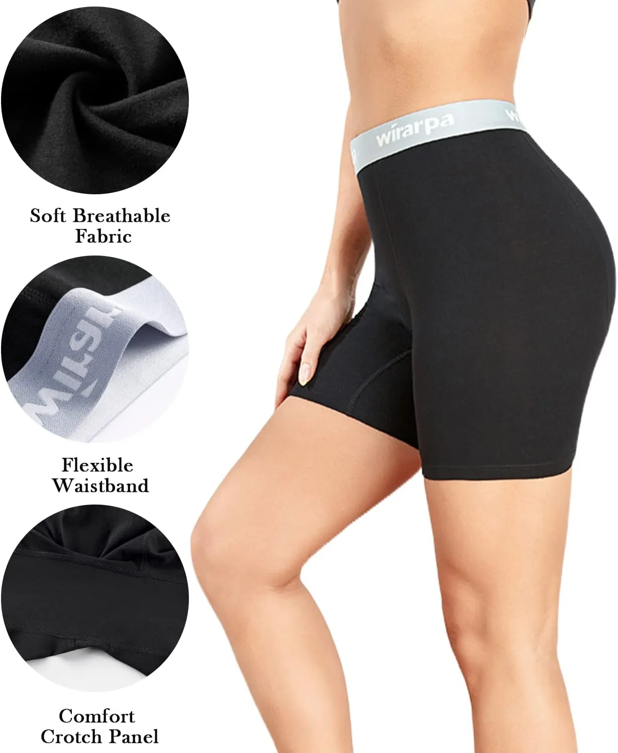 wirarpa Women's Boxer Briefs Cotton Underwear Anti Chafing Boy Shorts Panties 5.5" Inseam 4 Pack
