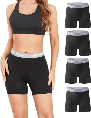 wirarpa Women's Boxer Briefs Cotton Underwear Anti Chafing Boy Shorts Panties 5.5" Inseam 4 Pack