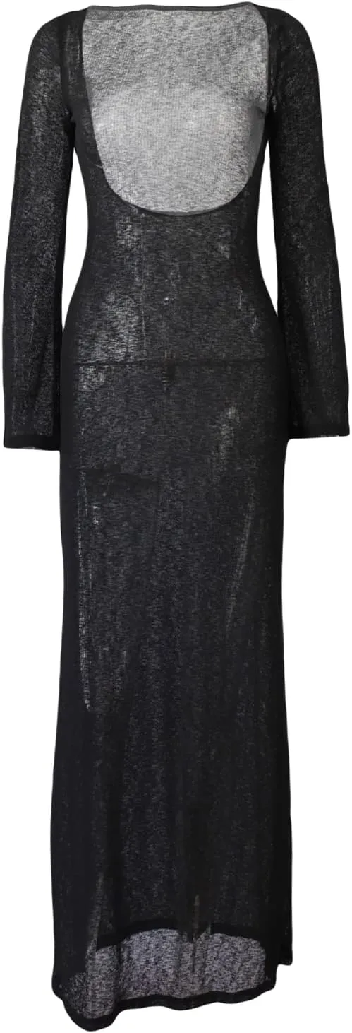 Women Y2k See Through Sheer Mesh Maxi Dress Vintage High Split Bikini Cover Up Dress Aesthetic Bathing Long Dress