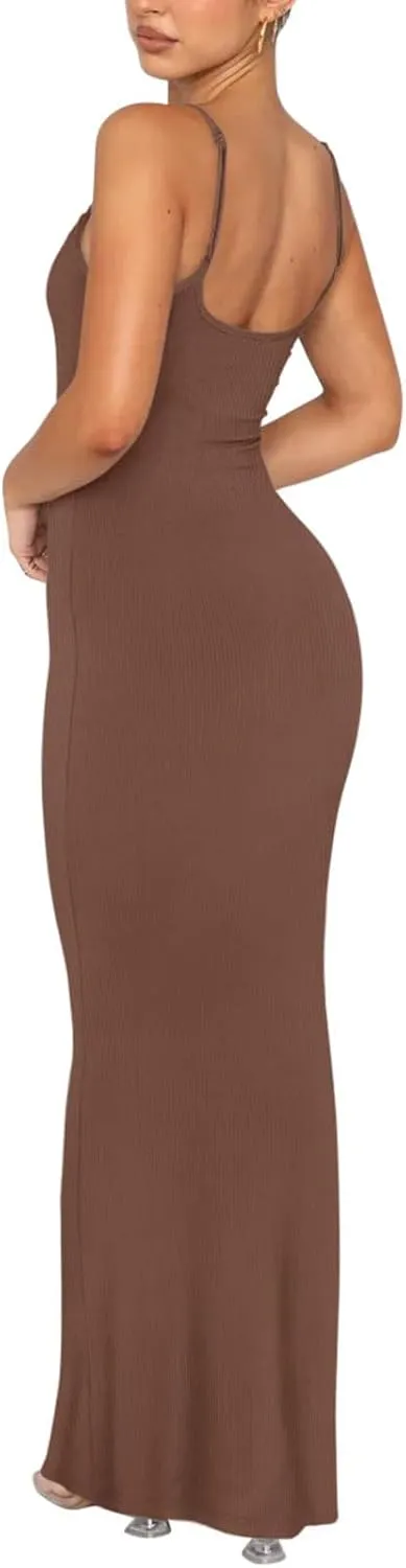 Womens Dresses Sexy Lounge Slip Long Dress Bodycon Spaghetti Strap Sleeveless Maxi Dresses Elegant Dressy Dress 2025