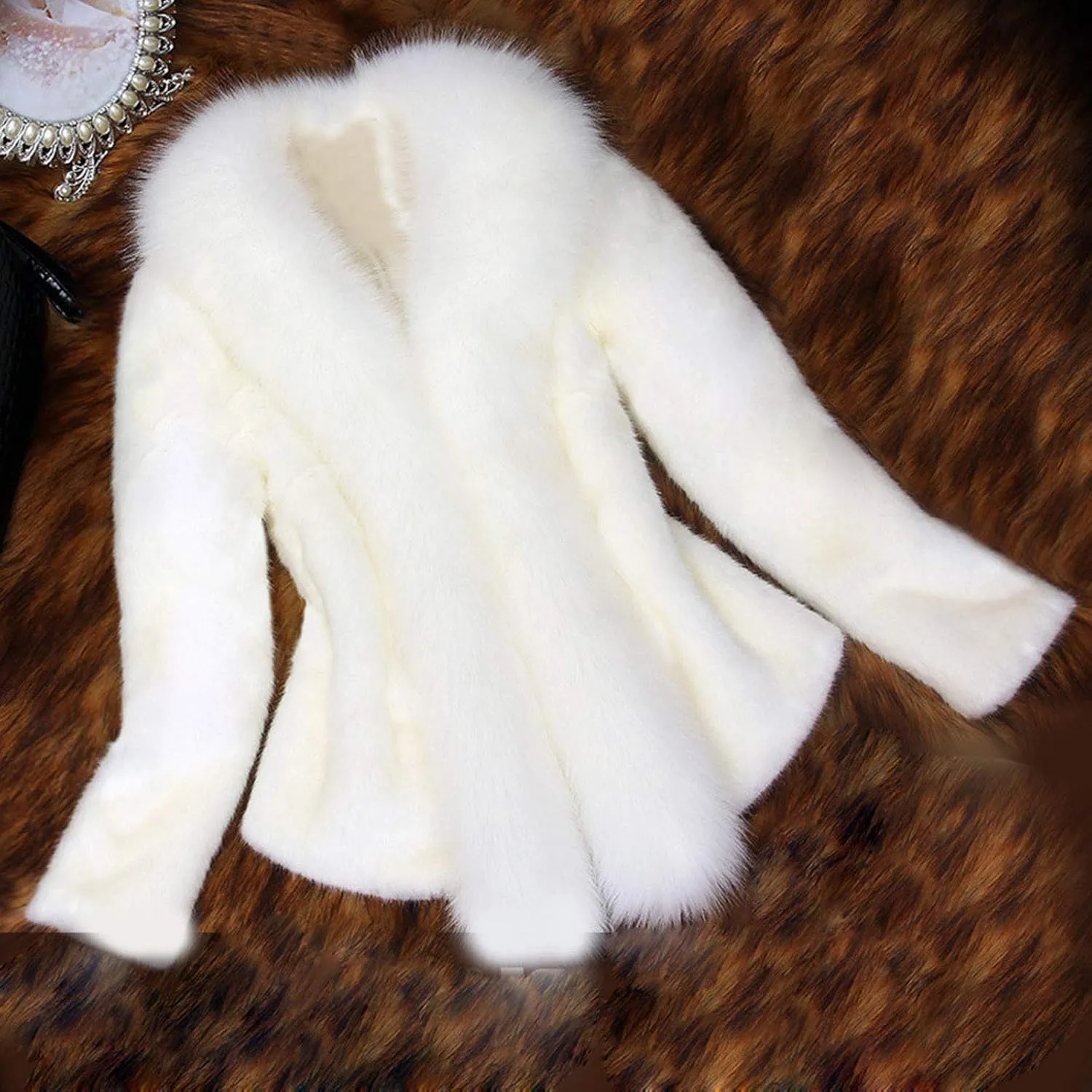 Women's Faux Fur Jacket Shawl Overcoat 2024 Winter Fashion Evening Party Warm Coats Thick Jackets Open Front Cardigan