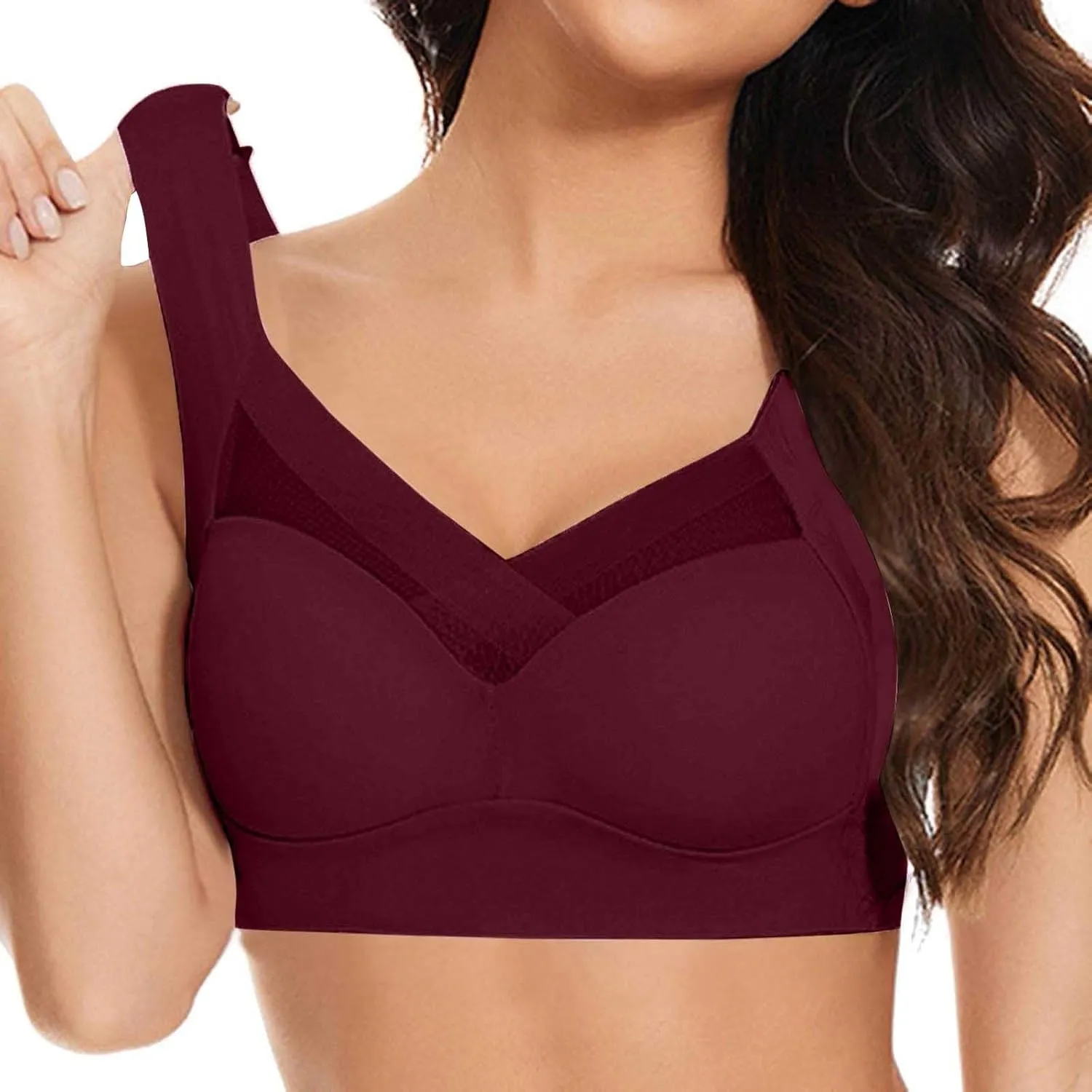 Womens Sports Bras Comfortable Wireless Padded Bras Seamless Push up Bralette Full Coverage Everyday Bra with Support